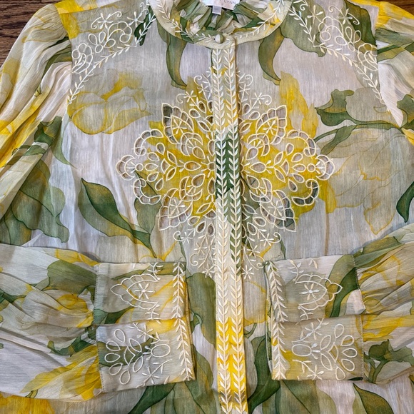 Christy Lynn Marley Top Blouse Waterlily Yellow Embroidered XL $525 fairy glam - Picture 8 of 14